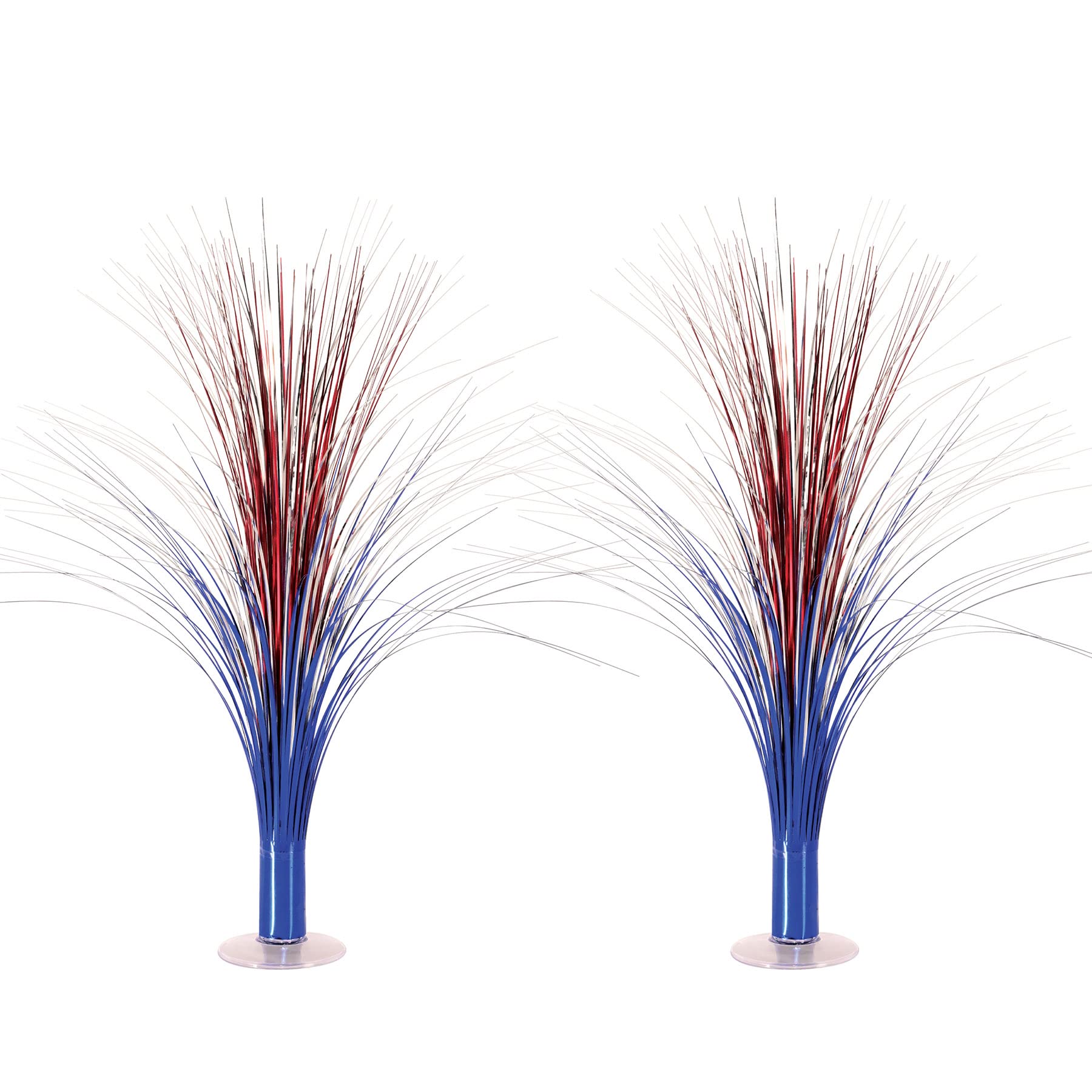 Beistle 2-Pack Plastic Metallic Spray Centerpieces in Red, Silver, & Blue, Patriotic Party Decorations for 4th of July, Memorial Day, American Party Supplies, 19"