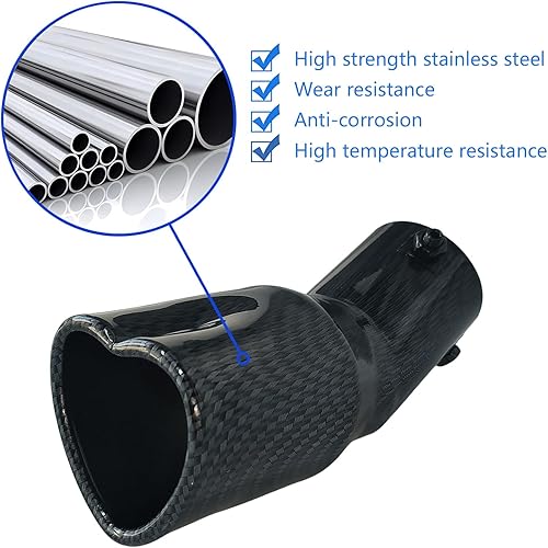 Miniatura 5 de Punta de escape de automóvil de 2.5 pulgadas, entrada universal, modificación del tubo de escape de automóvil, tubo trasero de garganta, punta