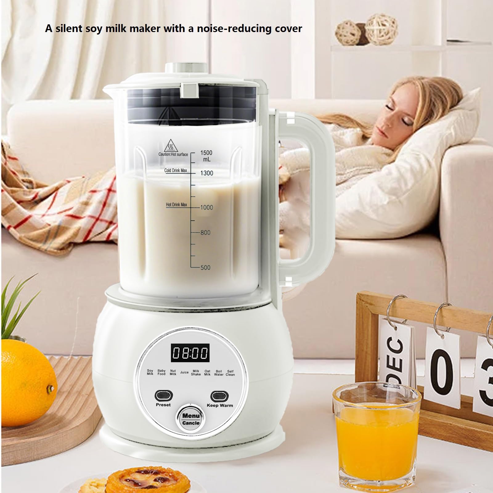 Gorący blender do mleka orzechowego 10 w 1, 500 ml, domowej roboty soja, migdał, owies, na bazie roślin, żywność dla niemowląt 20 ostrzy, automatyczna maszyna do soi z 24-godzinnym opóźnieniem startu