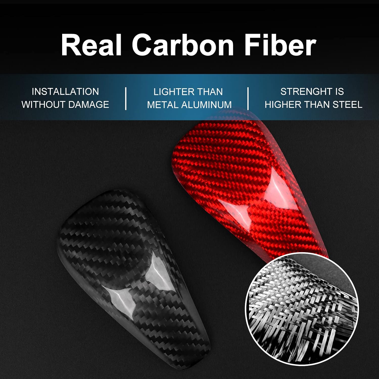 AIRSPEED for Subaru Gear Shift Knob Cover Carbon Fiber Interior Kit Auto Accessories Sticker for Subaru Impreza(2018-2023) XV Crosstrek(2018-2023) Outback(2021-2023) Forester (2019-2023), Red