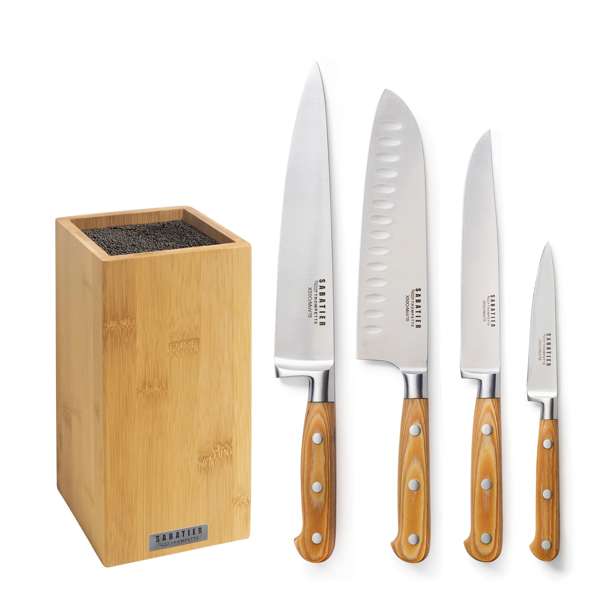 SABATIER TROMPETTE Essentiel - Bloc Bambou avec 4 couteaux de cuine