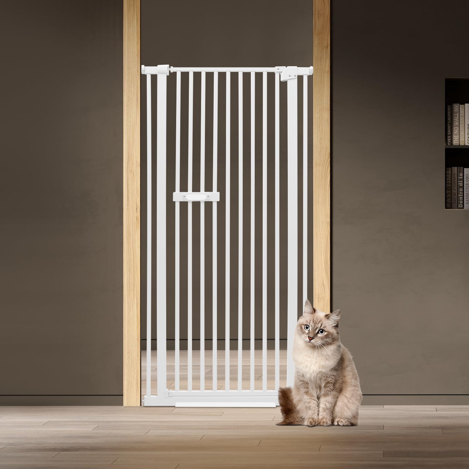 Rejilla protectora para mascotas, puerta de protección extra alta para mascotas, puerta de seguridad ajustable para gatos y perros pequeños para salón, pasillo, escaleras y balcón, 85 x 52 x 150 cm