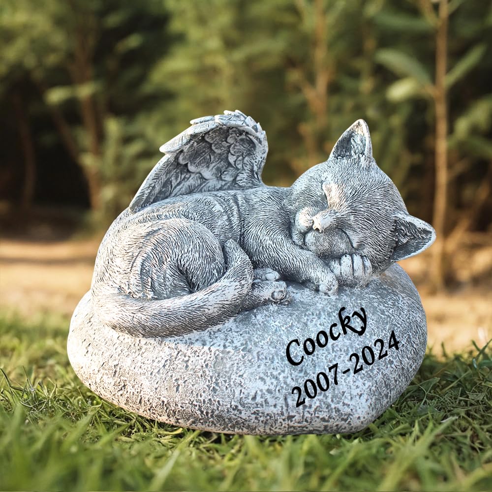 Personalizowana Statua Angelo Gatto Memoriale Giardino Regalo Simpatia
