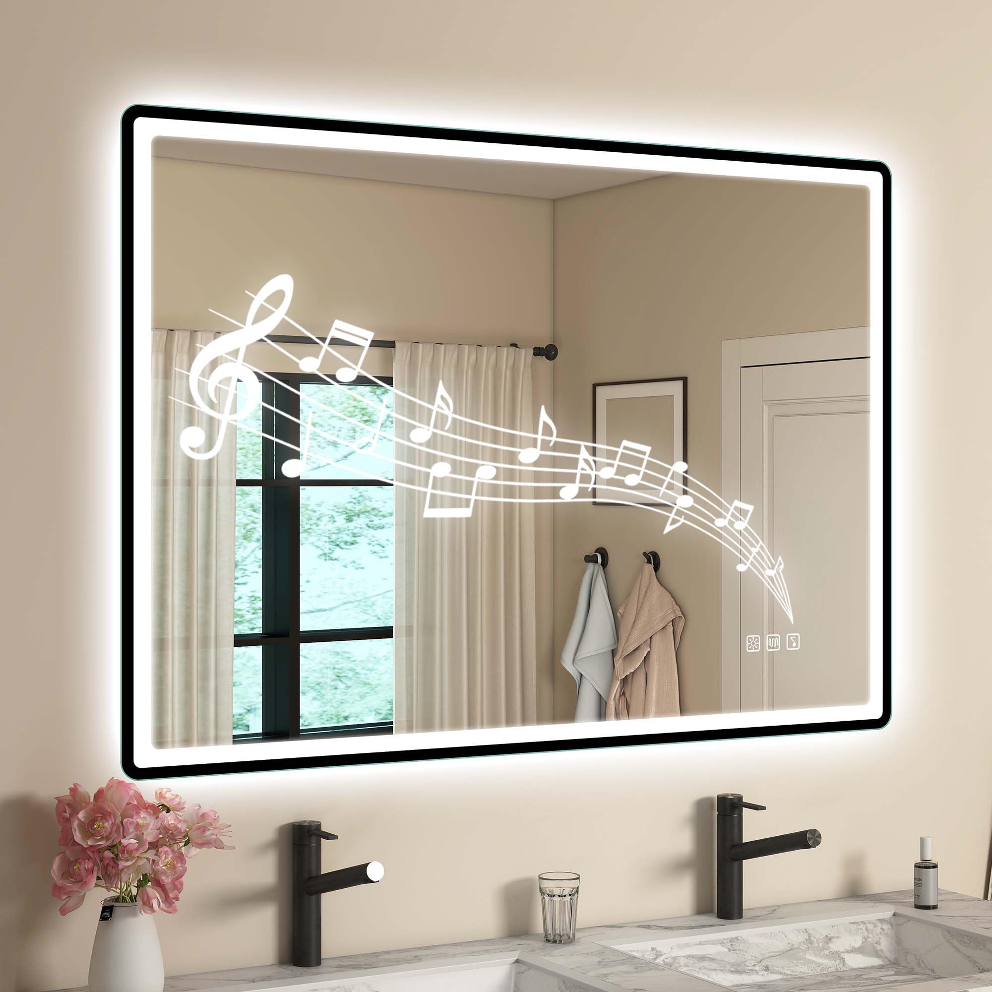 Miroir connecté anti-buée STARLEAD LED 3 couleurs et verre trempé pour salle de bain