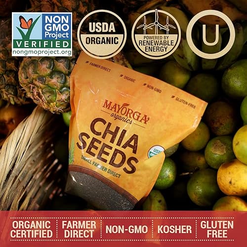 Miniatura 6 de Mayorga Organics Semillas de Chia crudas bolsa resellable de 3 libras certificado orgánico USDA sin gluten verificado sin OMG comercio directo