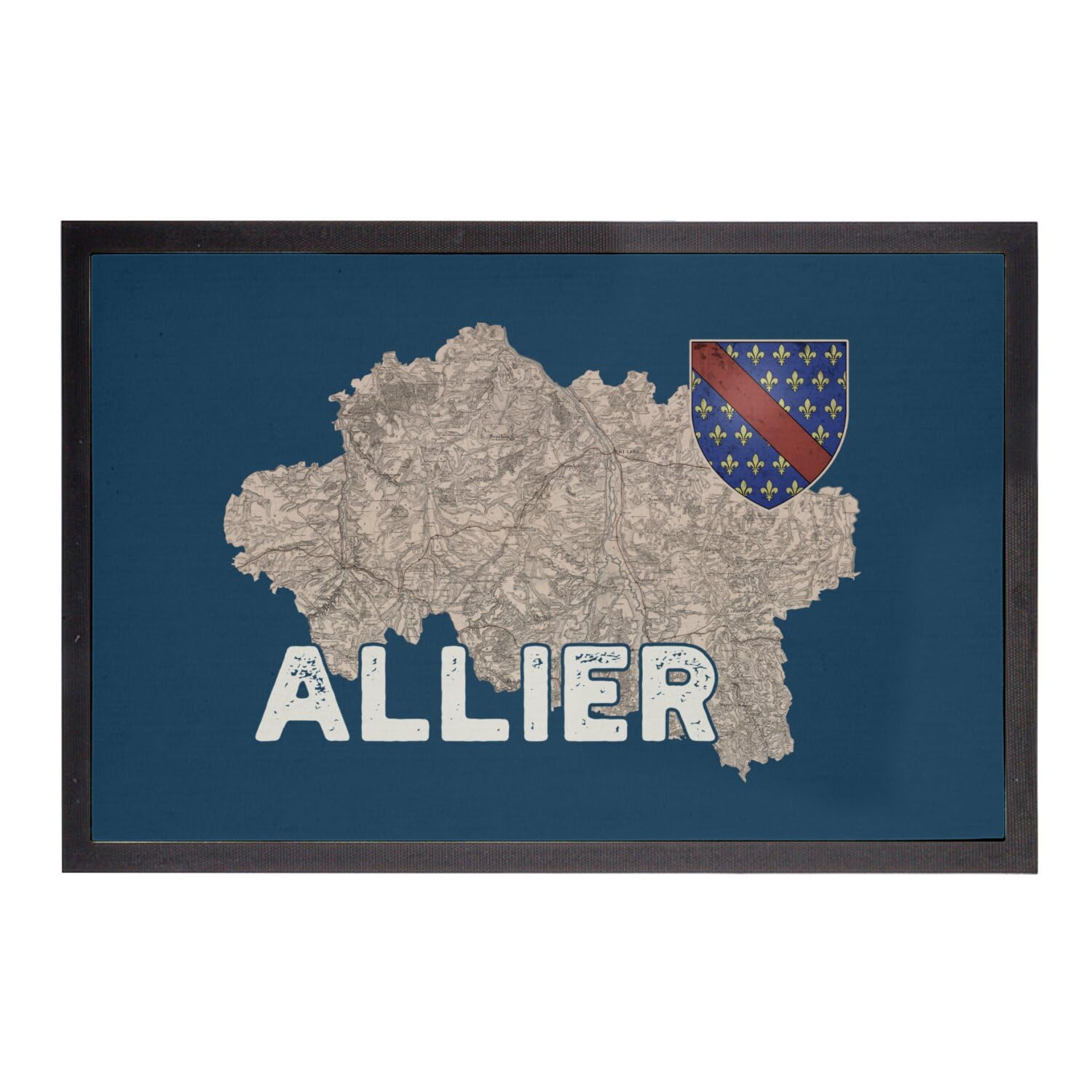 Paillasson bleu anti saleté style carte ancienne Laon entrée propre 60x40