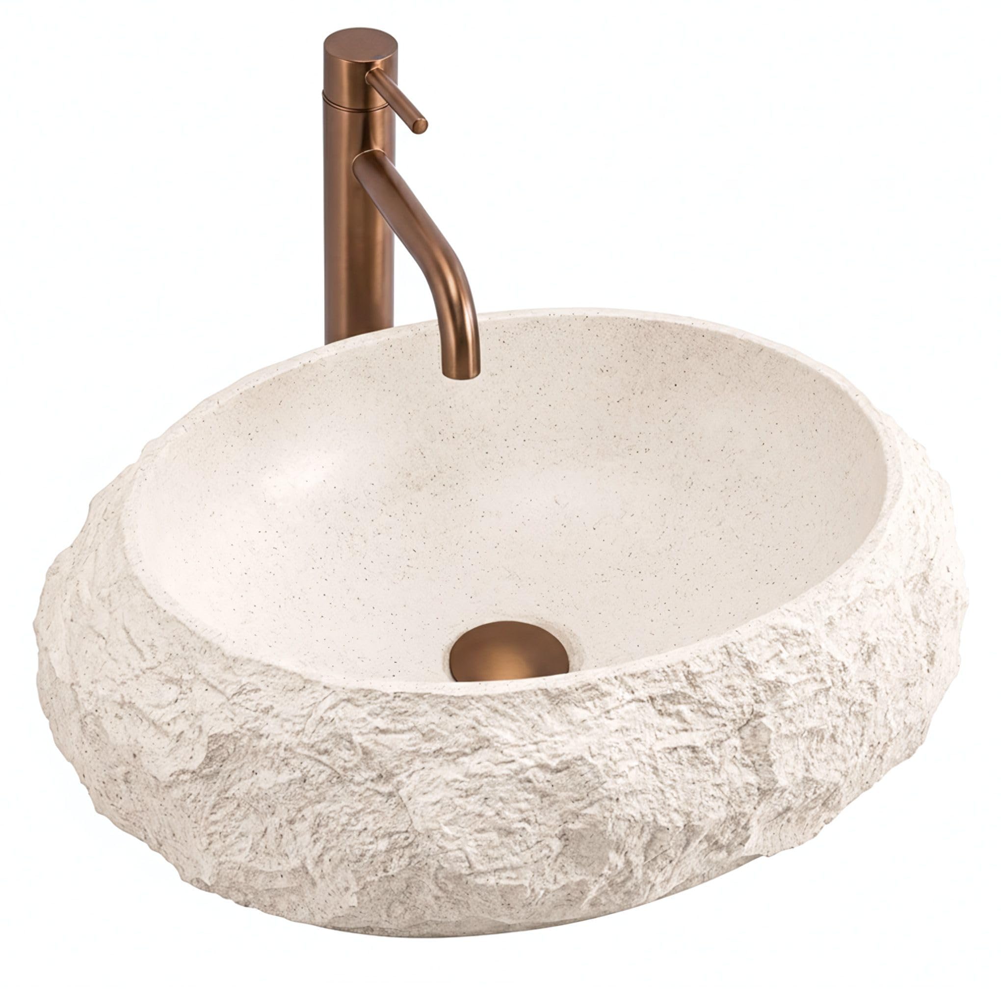 Rea - Umywalka Nablatowa Mika Warm Beige - Owalna - 50 x 38 x 15 cm