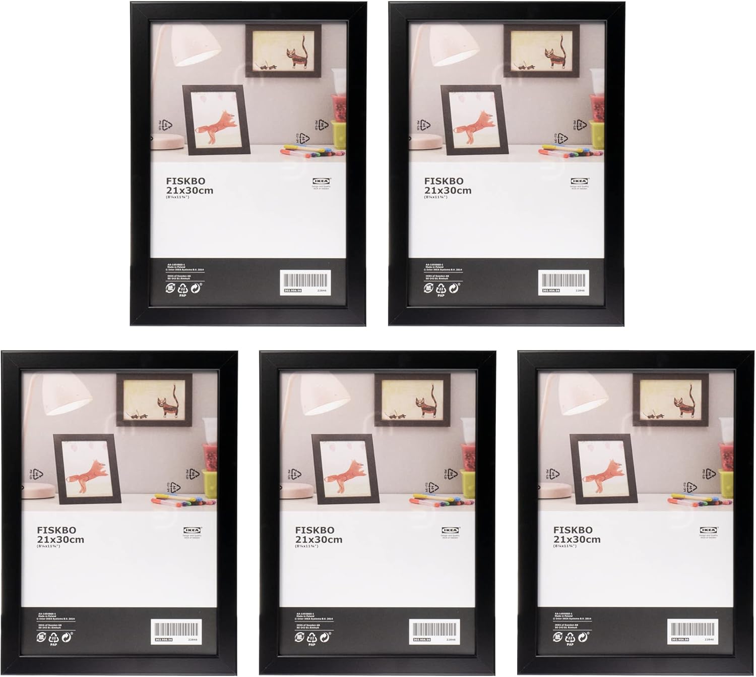 Ikea FISKBO 21 x 30 cm A4 Black Photo Frames, Fibreboard & Plastic, 302