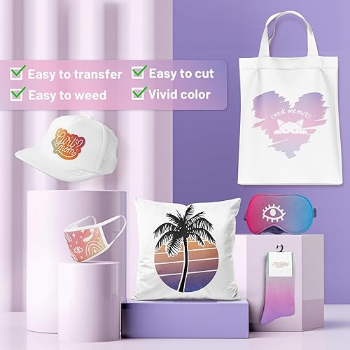 Miniatura 4 de KASYU Hojas de transferencia inteligentes sin colchón, 12 hojas de 12 x 11.8 pulgadas, papel de transferencia de sublimación con patrón degradado