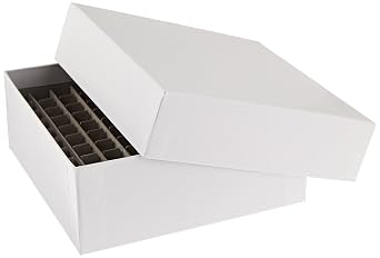 SB2CC-100 أبيض 2 "علبة تجميد من الورق المقوى مع مقسم 100 خلية، 5-1/4" الطول &times; 5-1/4 "العرض &times; 2" الارتفاع 10 صناديق/pk