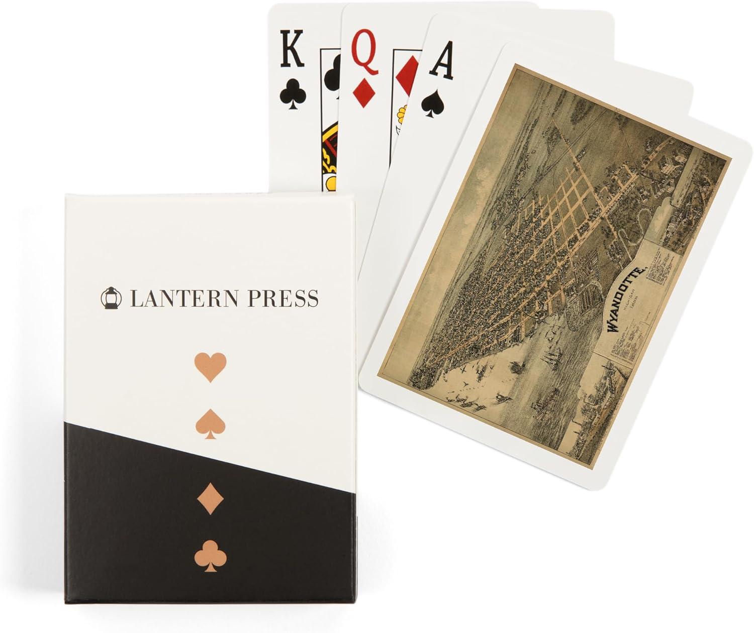 Lantern Press Wyandotte, Michigan, Panoramic Map, 52 Playing Cards for Adults, Poker Size Card Deck