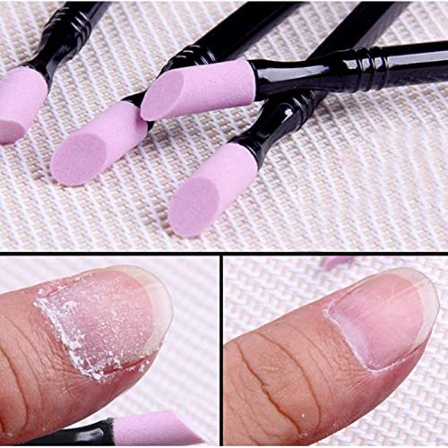 3PCS Portable Quartz Polishing Pen Nail File Cuticle Pusher Dead Skin Remover Trimmer Buffer Manicure Tools — view 5