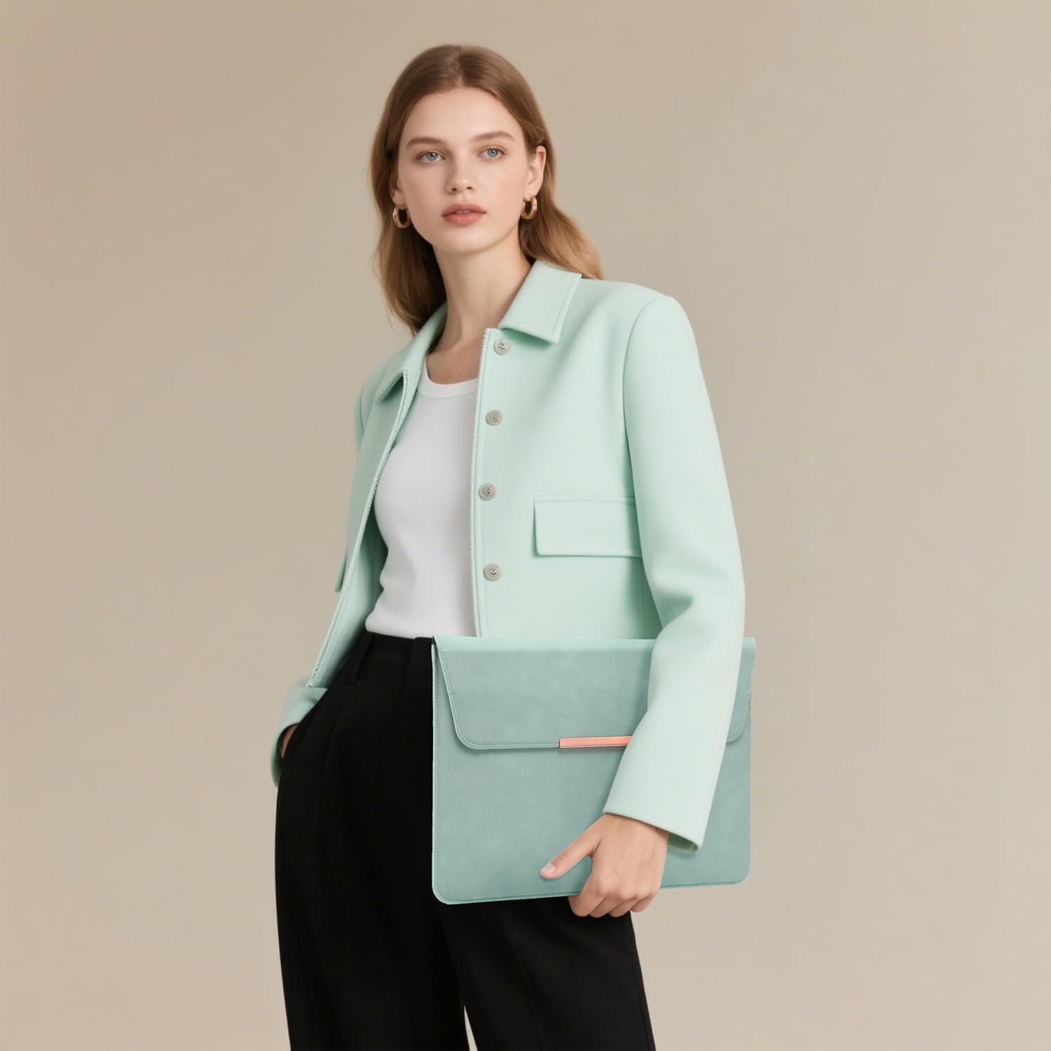 HYZUO 13 Inch Laptop Sleeve with Stand Feature for MacBook Air 13 M4 M3 M2 M1 2026-2018, MacBook Pro 13 M2 M1, 13" iPad Pro/Air, Surface Pro, with Carry Bag, Mint Green(Smiley) - Image 7