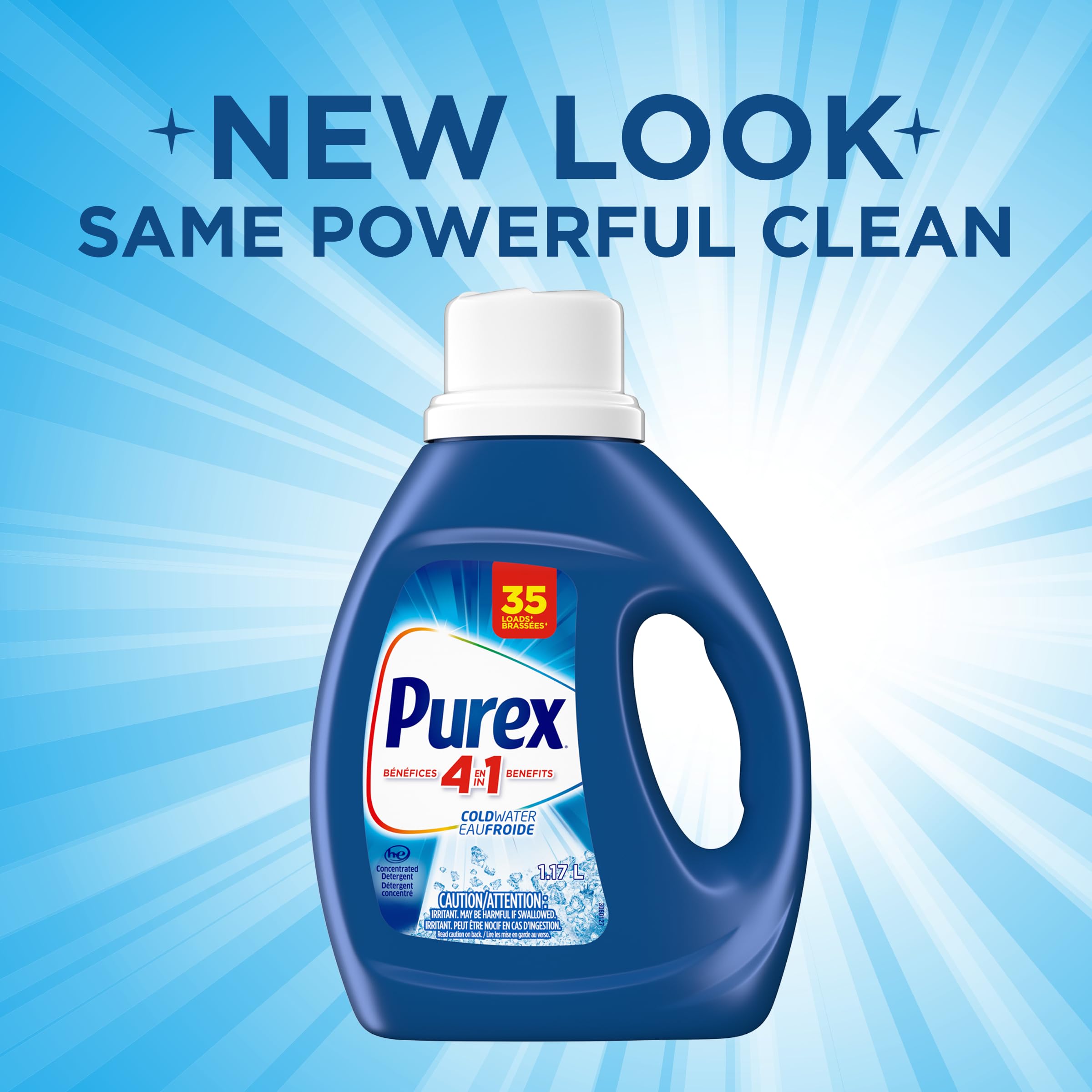 Purex Cold Water, Concentrated Liquid Laundry Detergent with 4in1 benefits, Tough on Stains, Brightens and Whitens Clothes, 1.17L, 35 Wash Loads, HE Compatible - 3