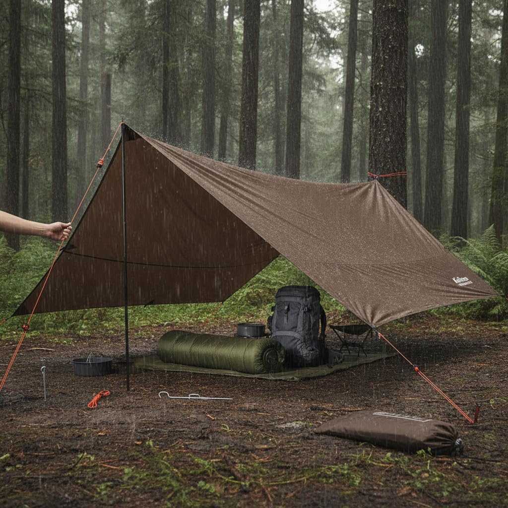 da Campeggio Impermeabile Oxford, Marrone, Marrone, 3 * 4.5m | Struttura pieghevole, ne Trekking, Caccia avventura, Per campeggiatori