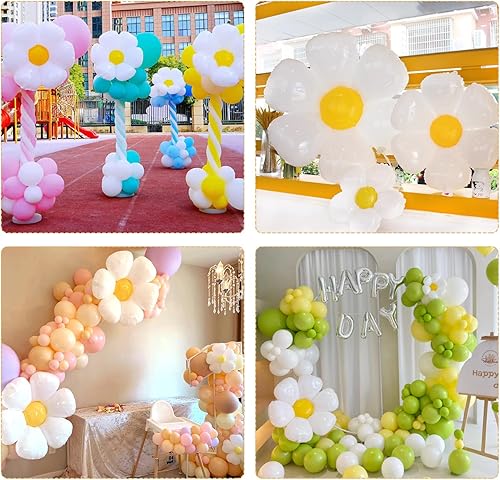 Miniatura 5 de Globos de flores de margarita, 18 globos de margaritas blancas, decoraciones de fiesta para cumpleaños, bodas, baby shower, suministros de