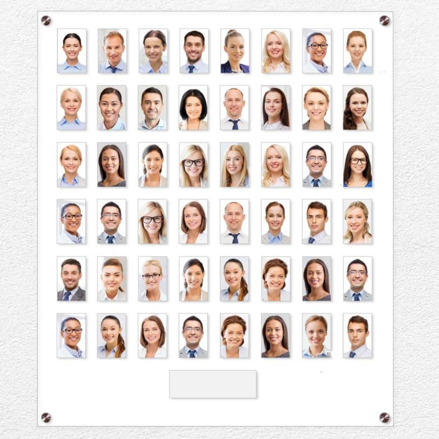 48 Image Staff, Student or Employee Photo Display Board in Clear, Black or White (White)