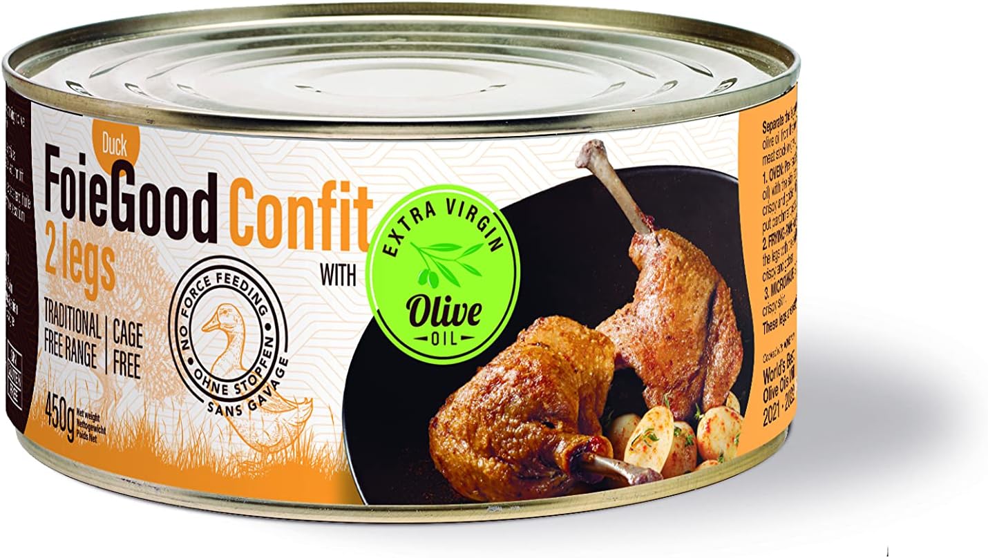 Foie Good - 2 Muslos de Pato Confitados - Ideal para Aperitivos - Sin Cebo Tradicional - 700gr