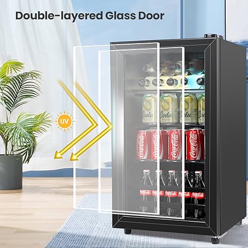 Miniatura 2 de Mini refrigerador con puerta de vidrio, refrigerador pequeño de bebidas de 3.0 pies cúbicos para dormitorio, oficina, bar, sala de estar, caravana,