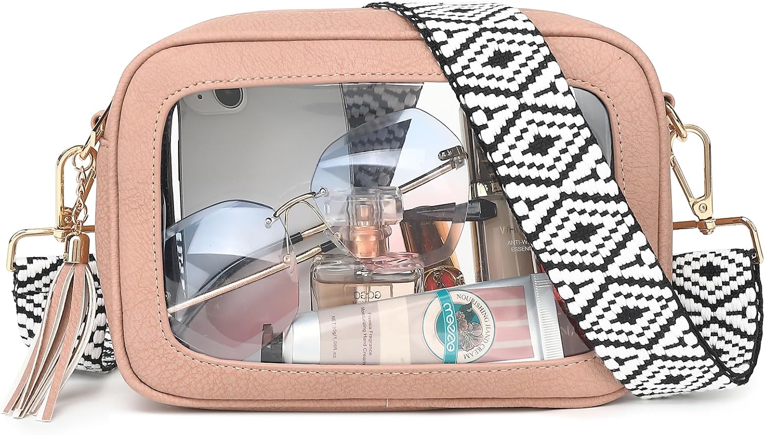 LOXOMU Clear Crossbody Bag Stadium Approved - Waterproof Clear Purses for Women Stadium Bag with Adjustable Guitar Strap | Stadium Approved, Waterproof, Stadium Approved, Waterproof, Stadium Bag