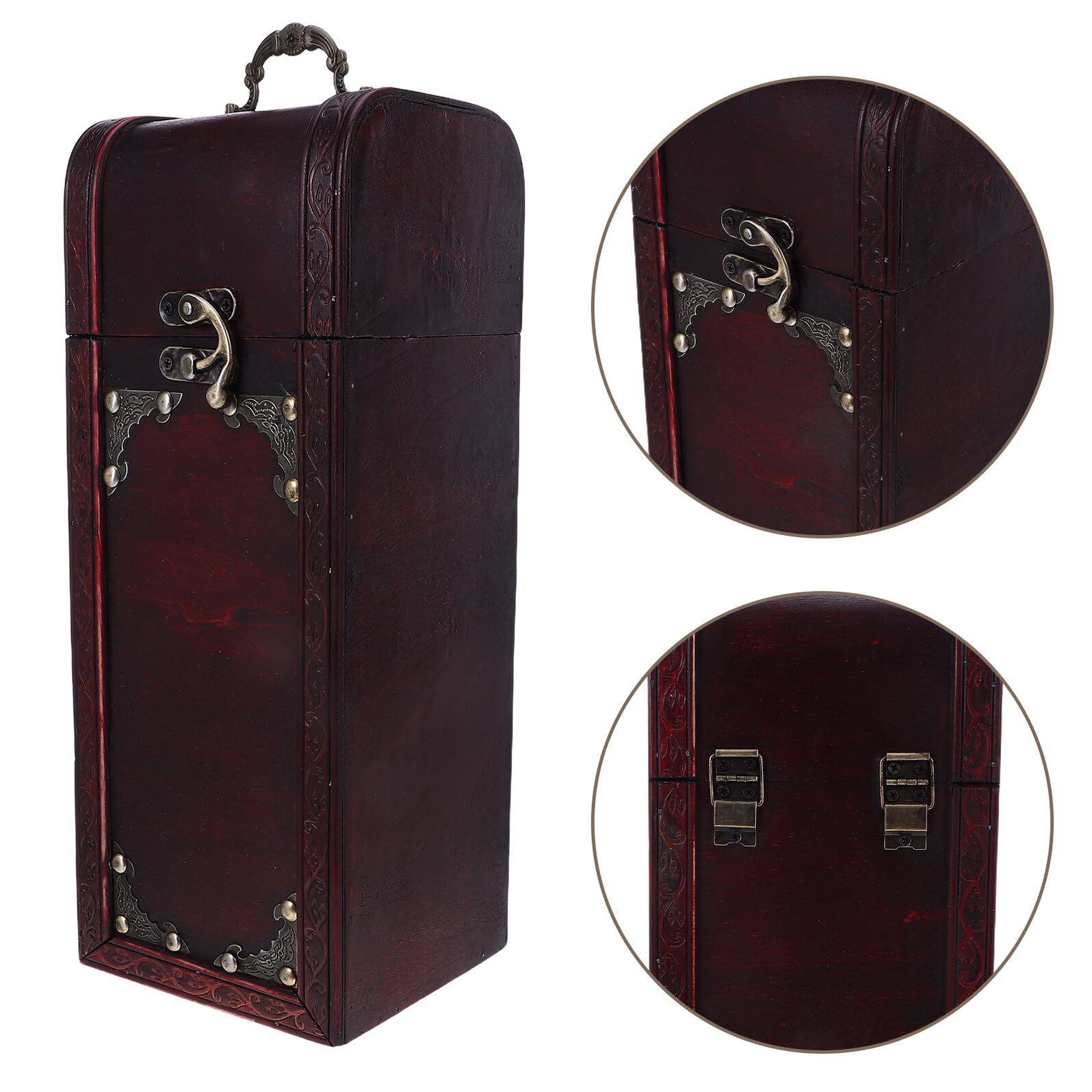 Scatola Decorativa in Legno per Vino Scatola di Conservazione per Bottiglie di Vino Portabottiglie Singolo in Legno Retrò per Feste e Regali