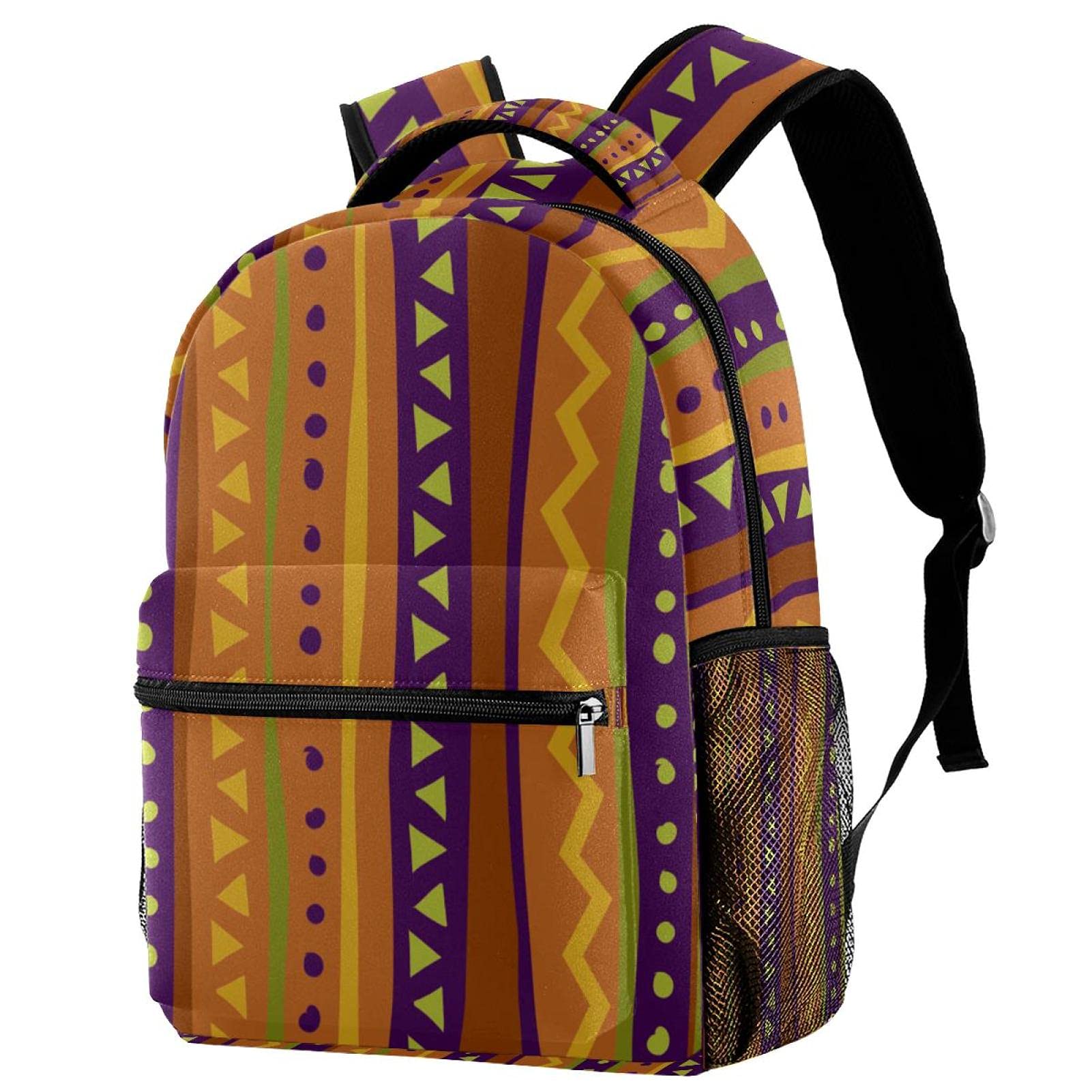 Sac à dos décontracté pour étudiants au motif géométrique triangle multicolore - 7
