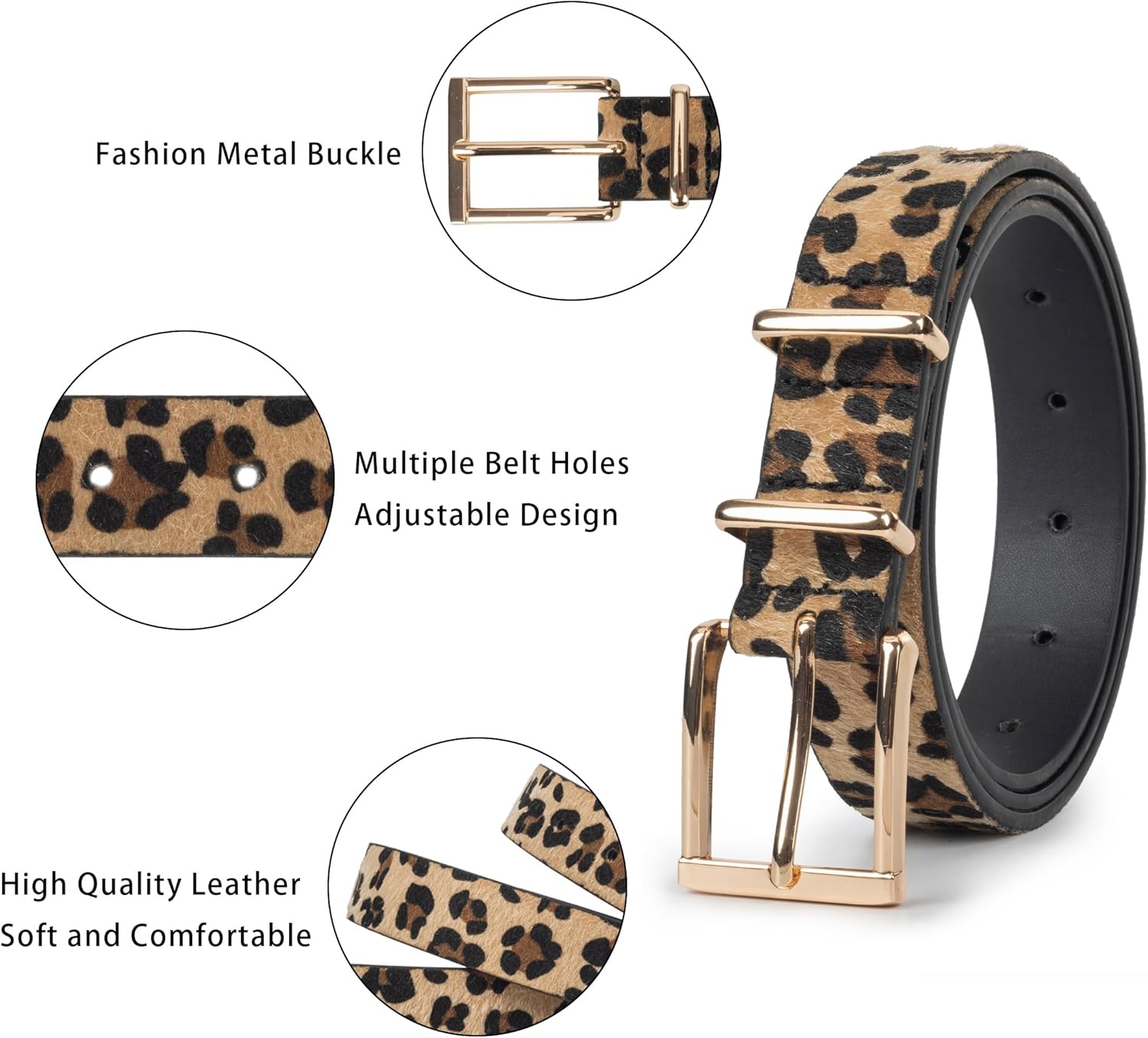 Leopard Print Belts for Women Waist Belt Artificial Horse hair Belts for Jeans dress - Image 2