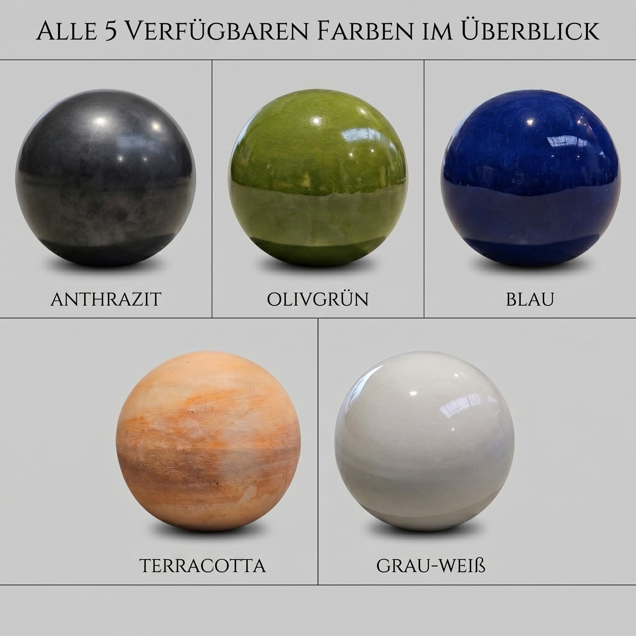 teramico Boules de Jardin en Céramique Résistantes au Gel | Fabrication Artisanale | Décoration Extérieure Unique | Plusieurs Tailles et Couleurs (Bleu Roi, Lot de 3)