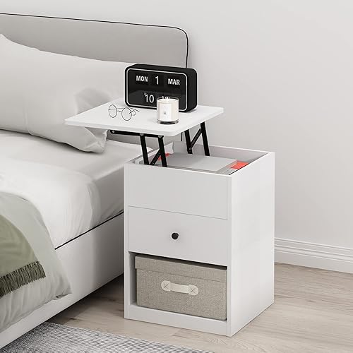 Miniatura 2 de Furinno Jensen Lift Top - Mesita de noche, color blanco sólido Blanco sólido,Americano,gris roble francés,https://www.amazon.com/dp/undefined