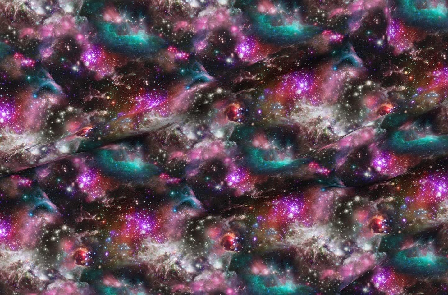 Spoonflower Fabric - Space Collage Stars Galaxy Nebula Star Galactic Purple Pink Solar Printed on Organic Cotton Sateen Fabric by The Yard - Sewing Quilting Apparel Home Decor