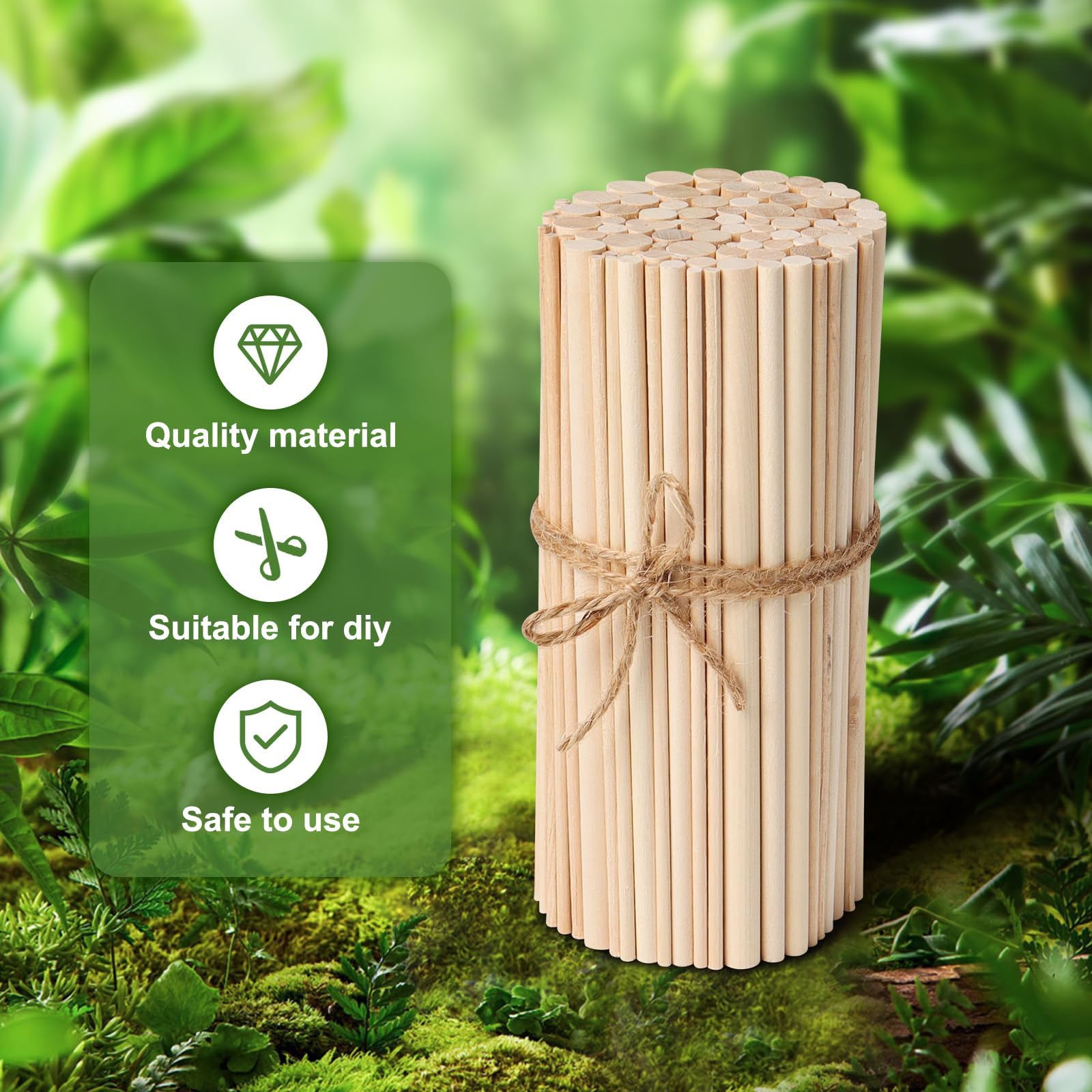 Tiges de chevilles en bois non finies pour macramé Bâtons en bois ronds pour l'artisanat Support de gâteau à plusieurs niveaux et baguettes de ruban de mariage