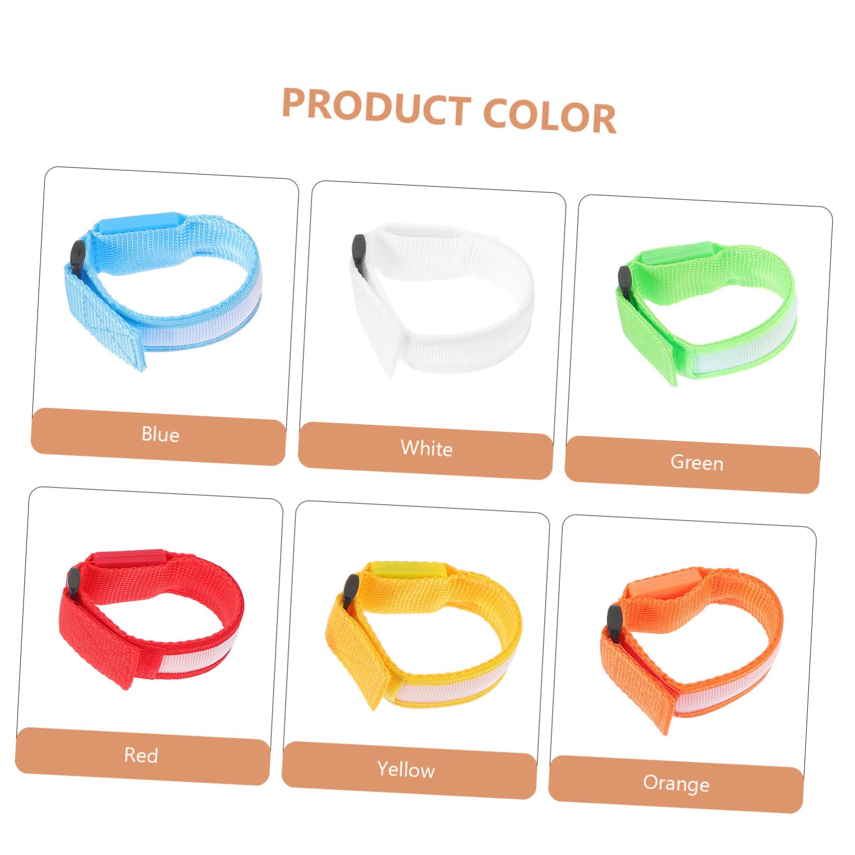 HEMOTON Data [ Set Da 6 Braccialetti Luminosi Led in Nylon, Cinture Da Polso Sportive Leggere Per Corsa Notturna e Attività All'aperto, Accessori Per Feste e Eventi