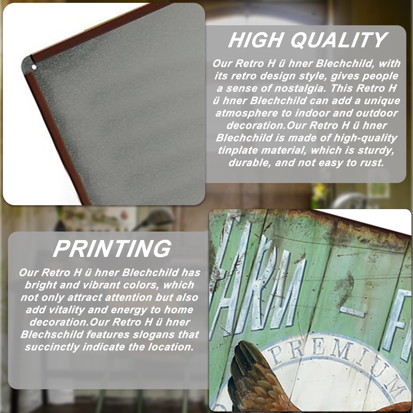 Targa Divertente Per Recinto, 20x30 Cm, Latta, Attenzione Proprietà Protetta Da Polli Altamente Addestrati - copertina