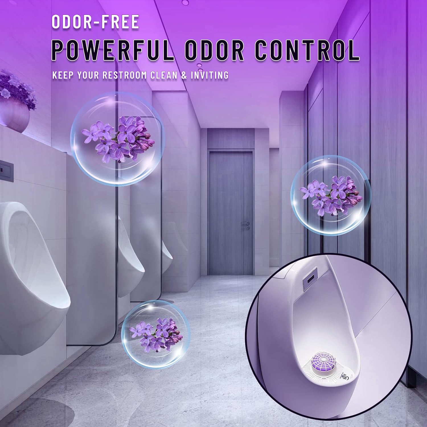 Urinal Screen Deodorizer, 12 Pack Lavender Breeze, LONG-LASTING up to 30 Days, 3000 FLUSHES, NEW FORMULA,ANTI SPLASH & ODOR CONTROL, Scented Urinal Pads, Urinal Cakes for Men Bathroom, with Gloves
