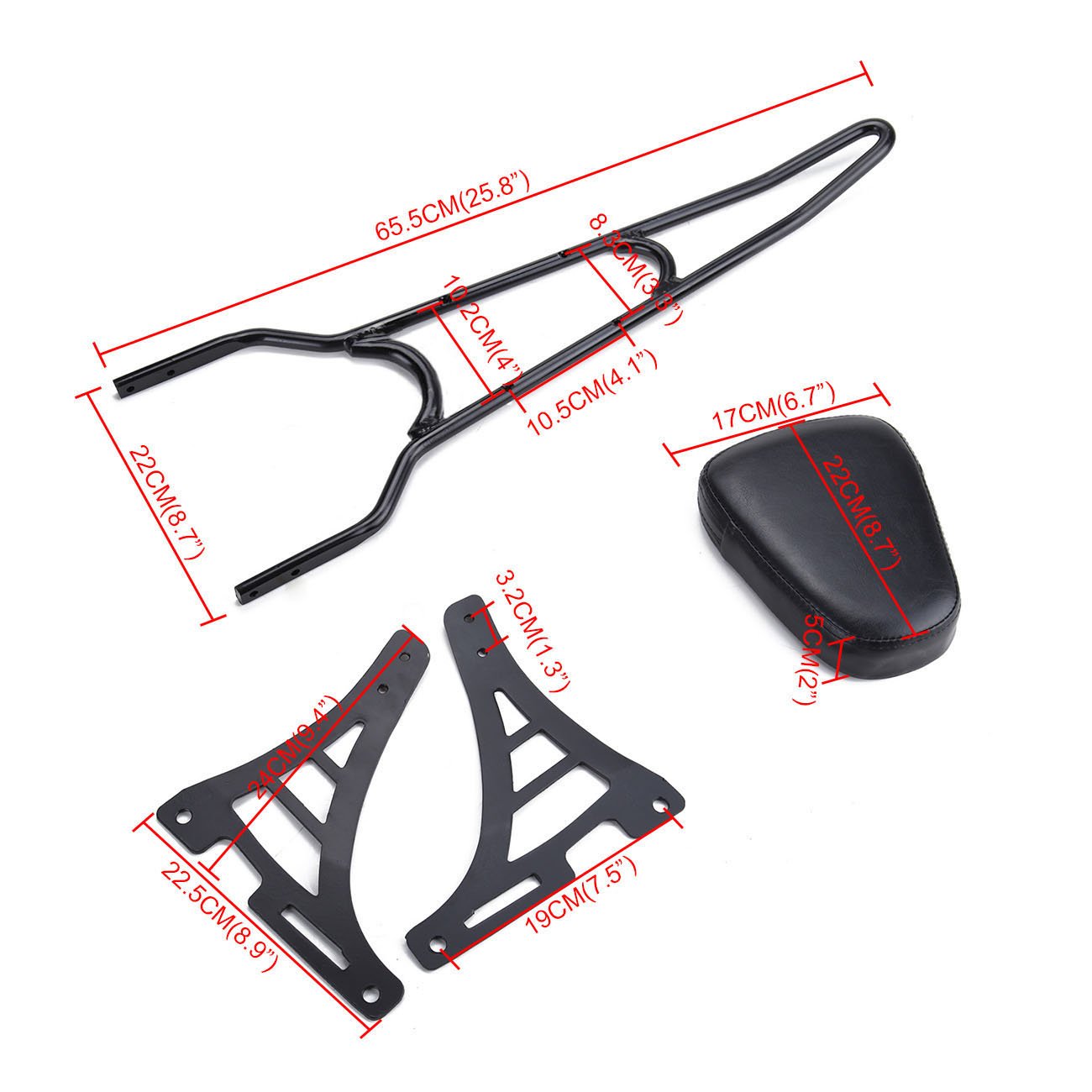 Samger Sissy Bar Respaldo trasero desmontable Fit para Harley Davidson Sportster XL 883 1200 04-20