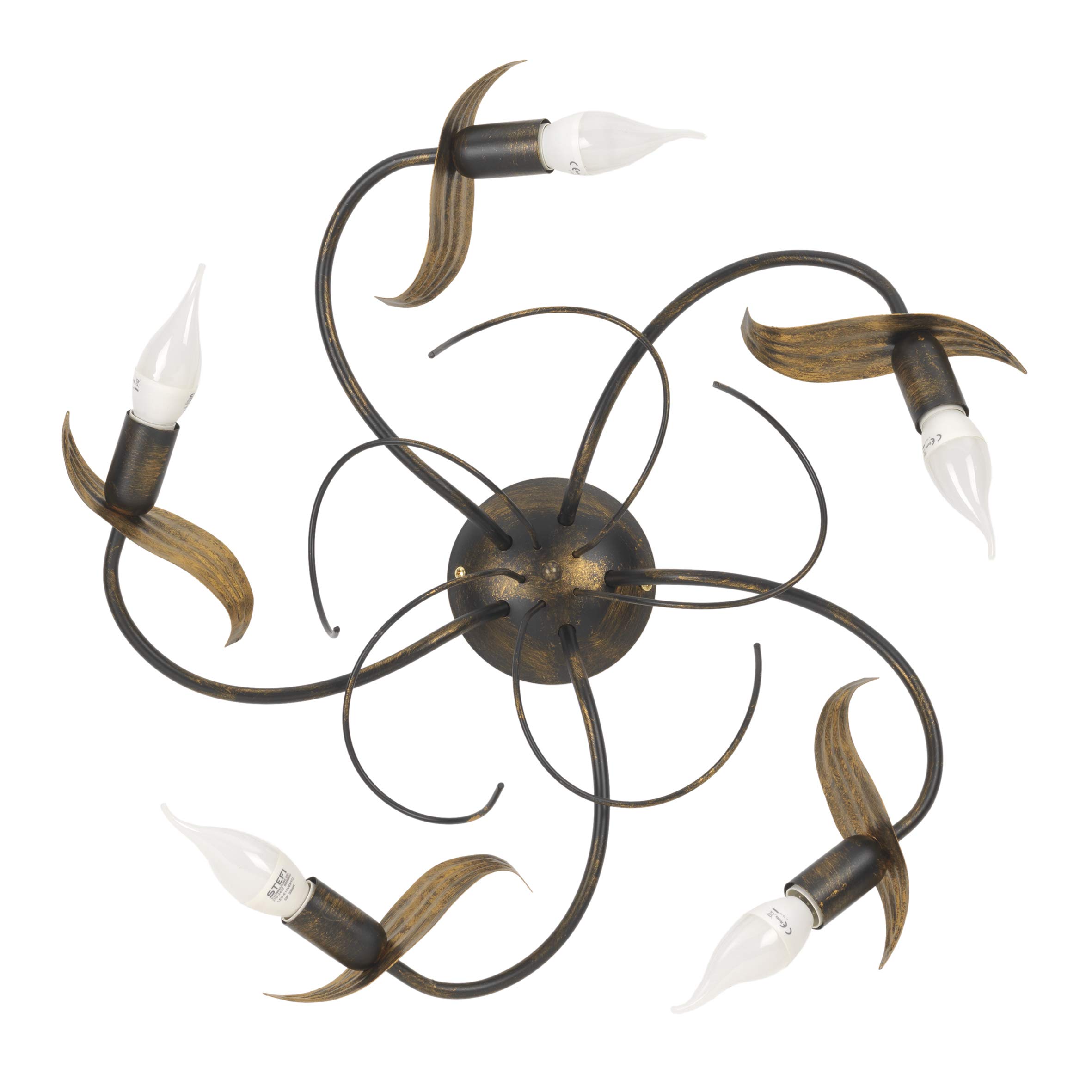 Onli Marrón/Oro Bugia Plafón 5 Luces E14, /Dorado, Metal