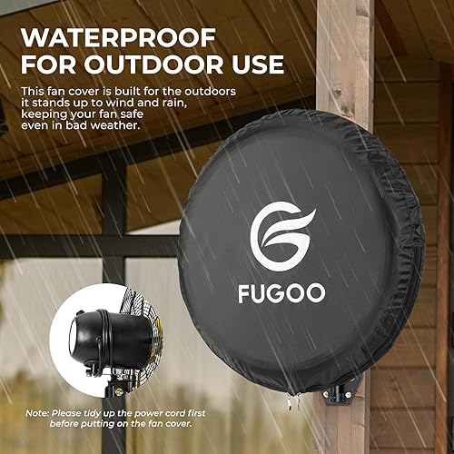 Miniatura 5 de Cubierta de ventilador de exterior impermeable resistente para ventiladores de pedestal y montaje en pared de 30 pulgadas, color negro, material