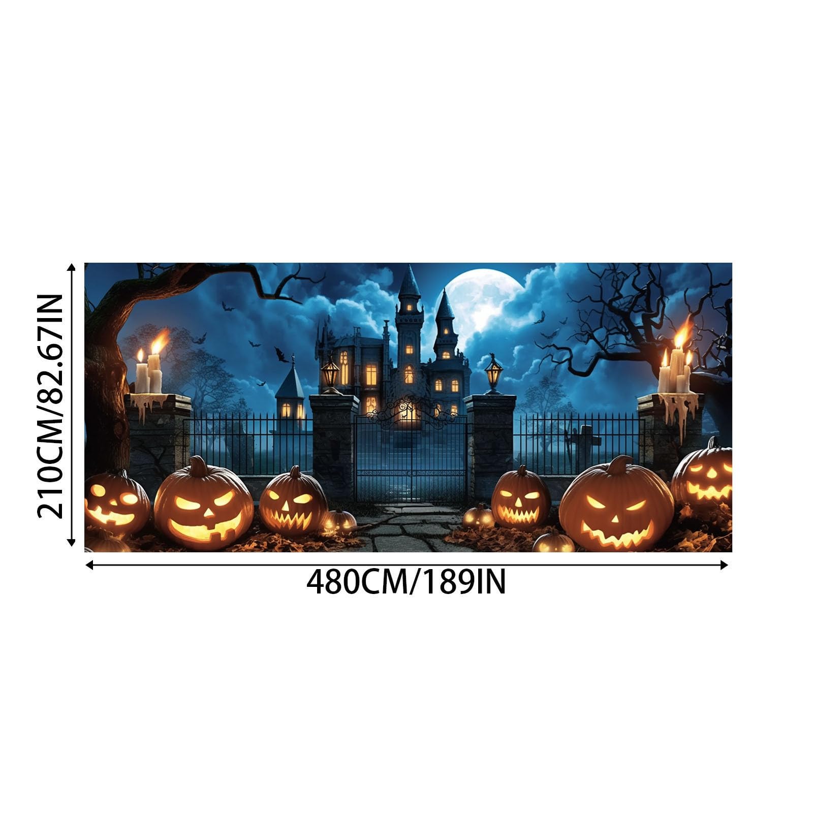 Bandera de Halloween para garaje, decoración al aire libre e interior, suministros de fiesta para colgar, diseño de murciélago de calabaza aterradora
