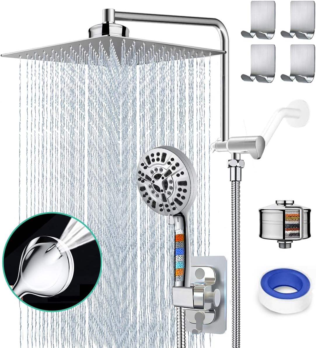 Comprar Filtered Shower Head 10" Rain Shower Head with Handheld Spray