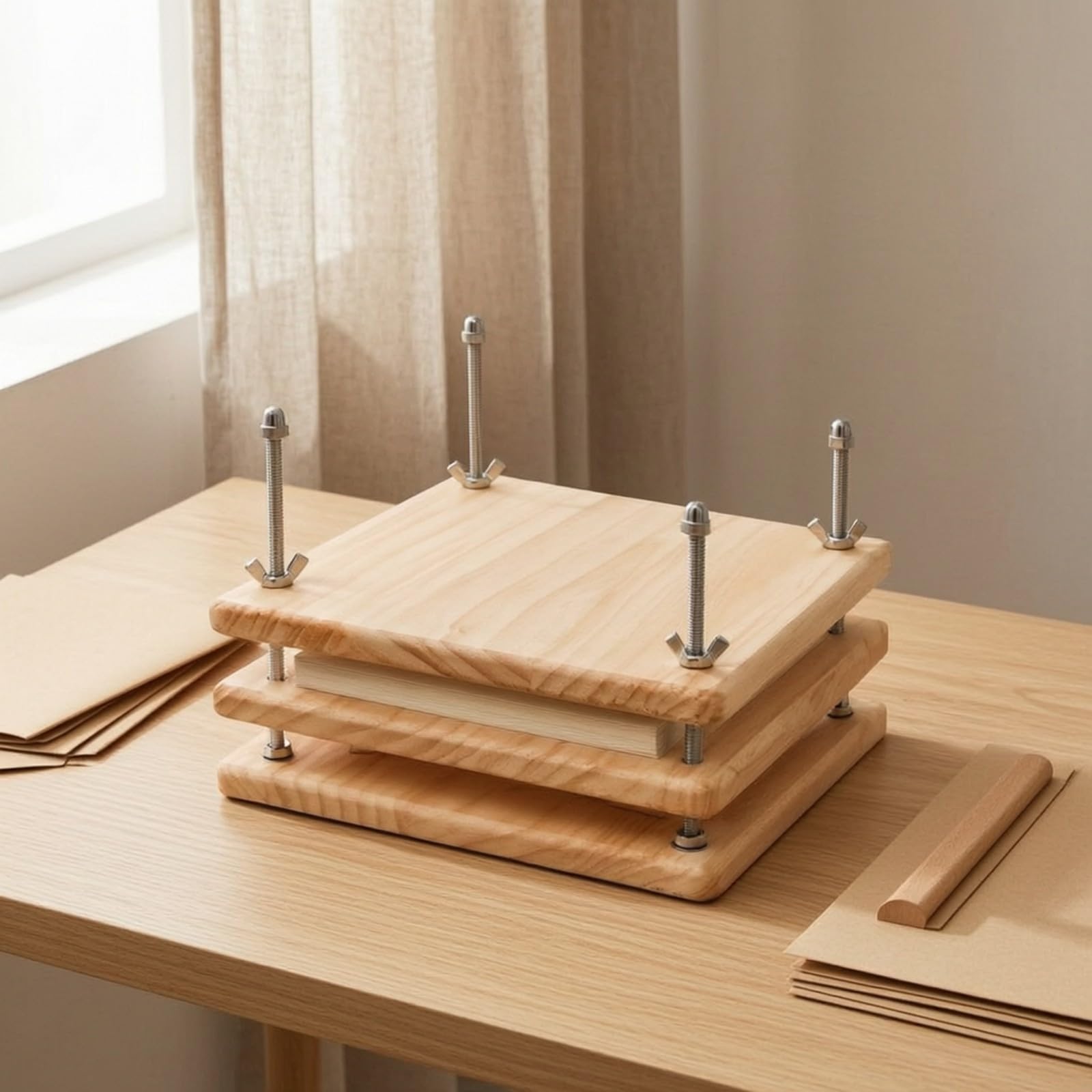 predolo Pressa per Rilegatura da Tavolo Spessore Regolabile, Pressa per Rilegatura in Legno, Laboratorio