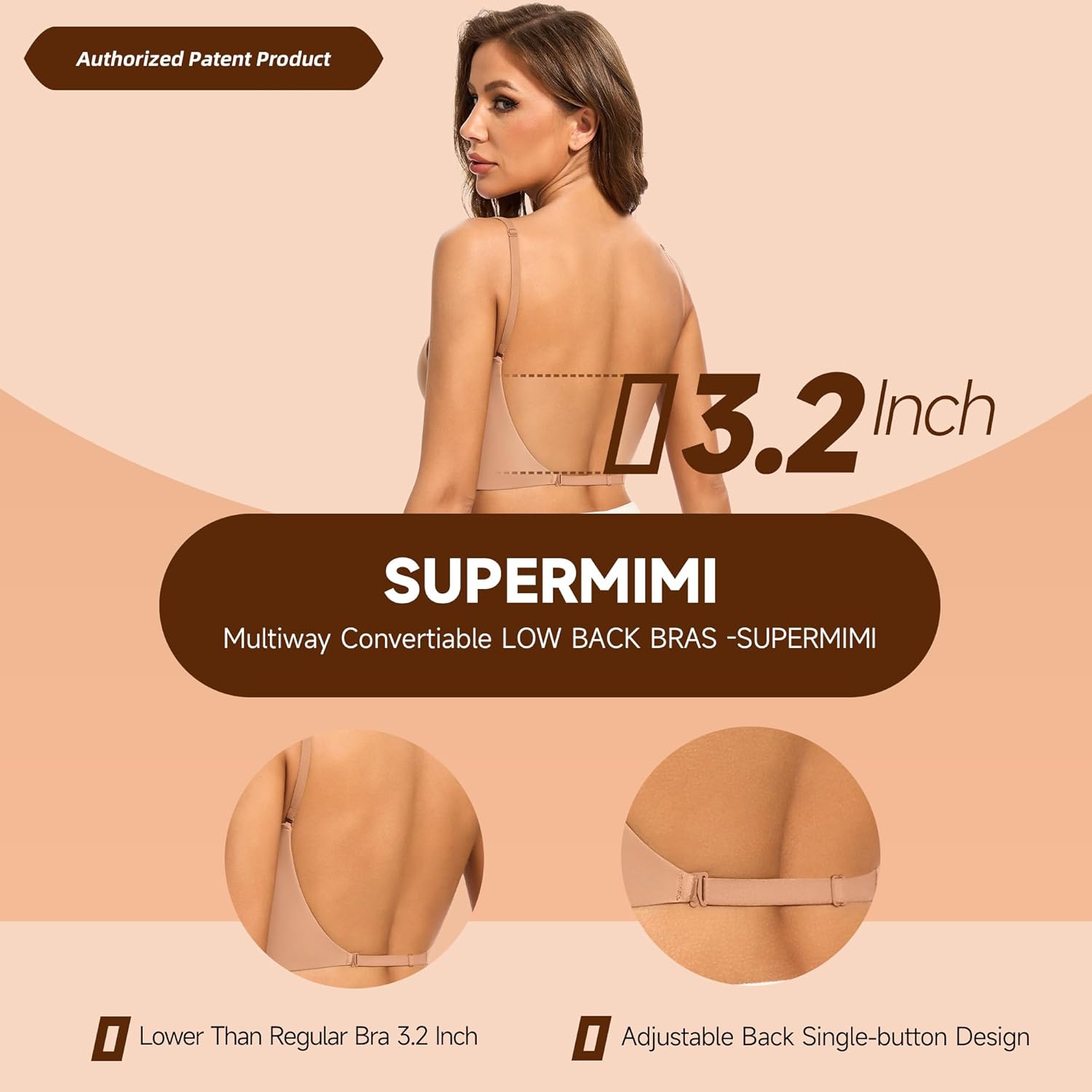 Low Back Bra for Women-Invisiable Backless Bras-Lightly Lined No Show Open Back Low Cut Bra Multiway Halter Bras - Image 3
