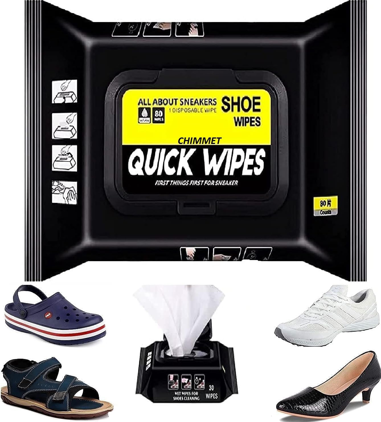 Shoe Wipes Wipes (1 Pack of 80 Pcs) Shoe Wipes Sneaker Wipes Instant Wipes Sneaker Wipes for Shoes Quick Remove Dirt Stain Shoe Cleaner Wipes Shoe Wipes for Sneakers (SHOE WIPES)