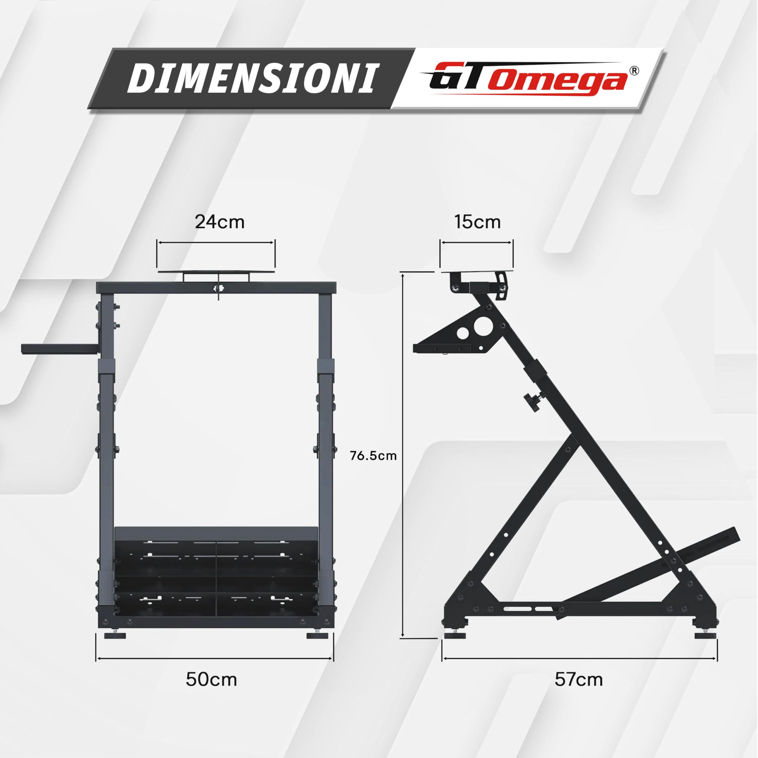 GT OMEGA DD-X - Supporto per volante: offre un'incredibile stabilità, regolazione dell'angolazione e dell'altezza, include un supporto regolabile per il cambio