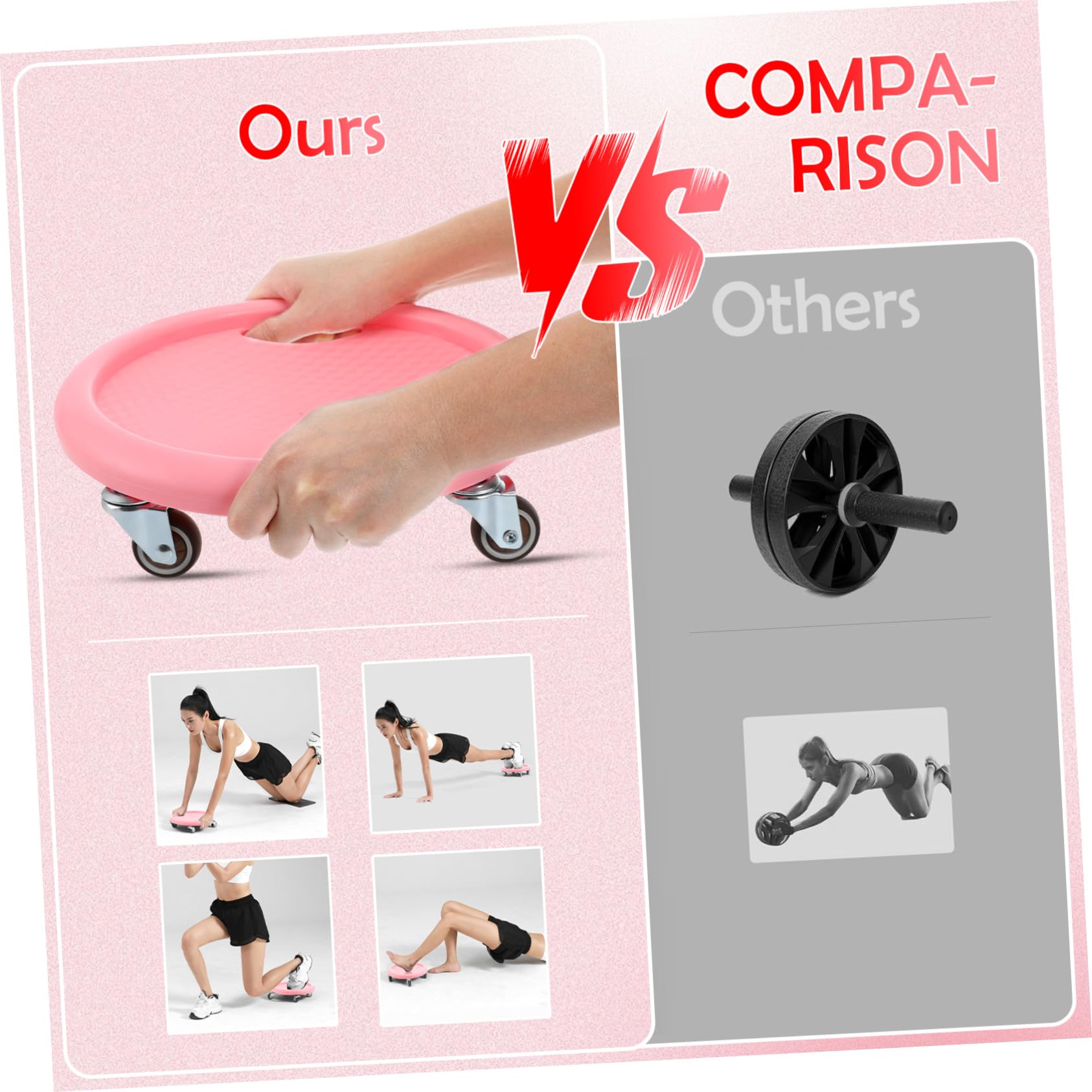 BESPORTBLE Ruota Addominali Ruote con Tappetino Antiscivolo Silenziosa per Allenamento Core Multi-direzionale Attrezzo Fitness Donna