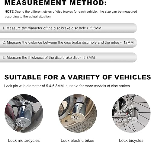Miniatura 5 de Bloqueo de freno de disco para motocicleta, antirrobo, bloqueo de rueda de disco de seguridad con dos llaves, candado de freno de acero de aleación