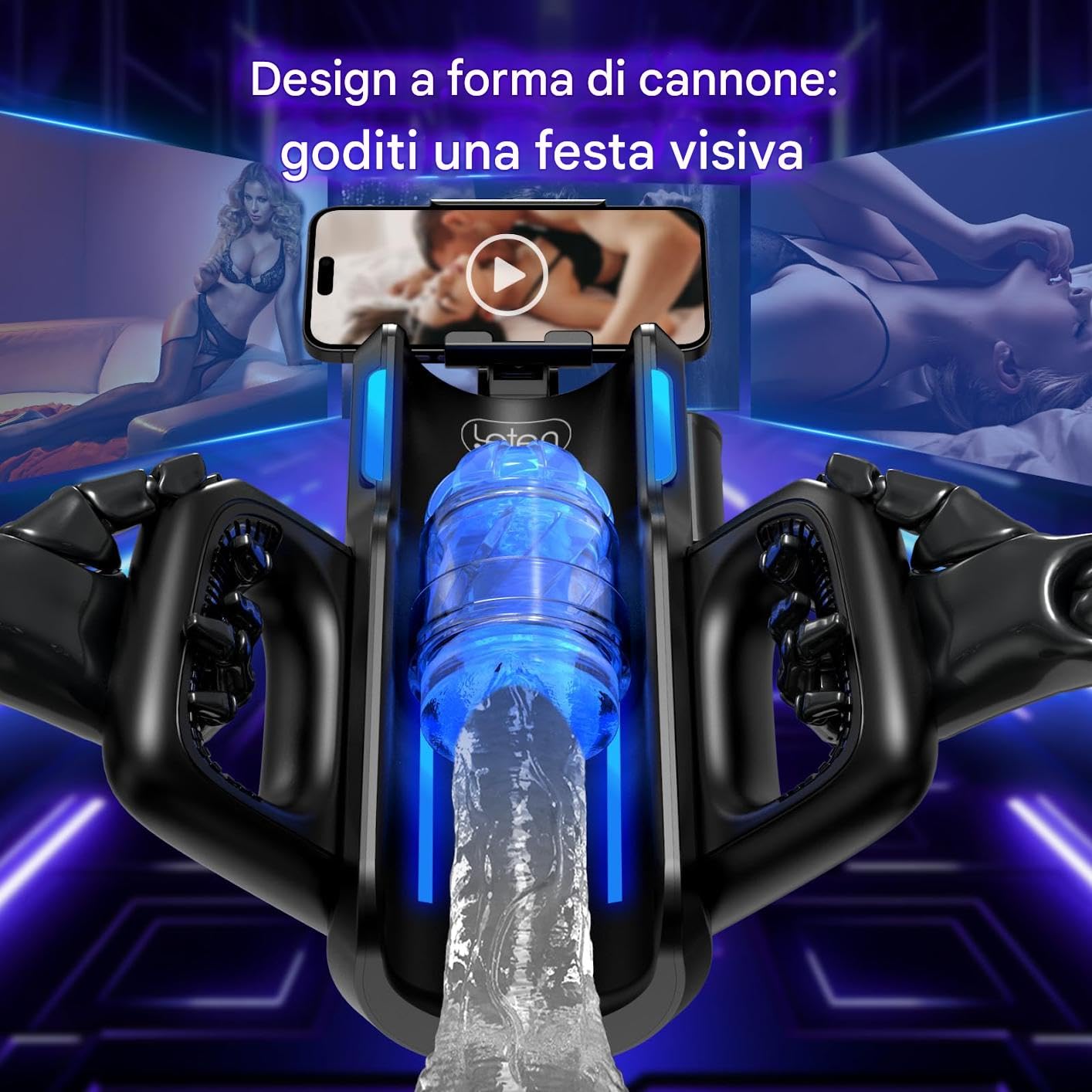 Masturbatore maschile: masturbatore automatico, dotato di 10 modalità di movimento + doppia impugnatura + supporto per cellulare + guaina (1 guaina, 1 anno), masturbatore maschile