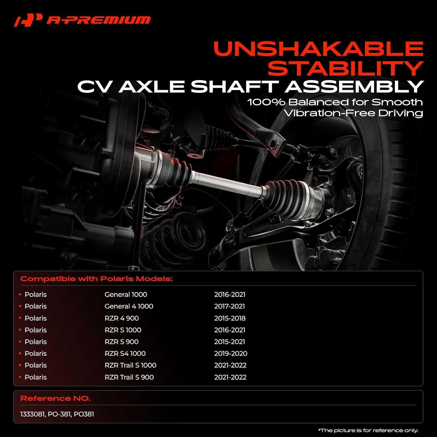 A-Premium Pair (2) Rear CV Axle Shaft Assembly Compatible with Polaris General 1000 2016-2021, RZR 4 900 2015-2018, RZR Trail S 1000, RZR Trail S 900, Left and Right Driver and Passenger Side