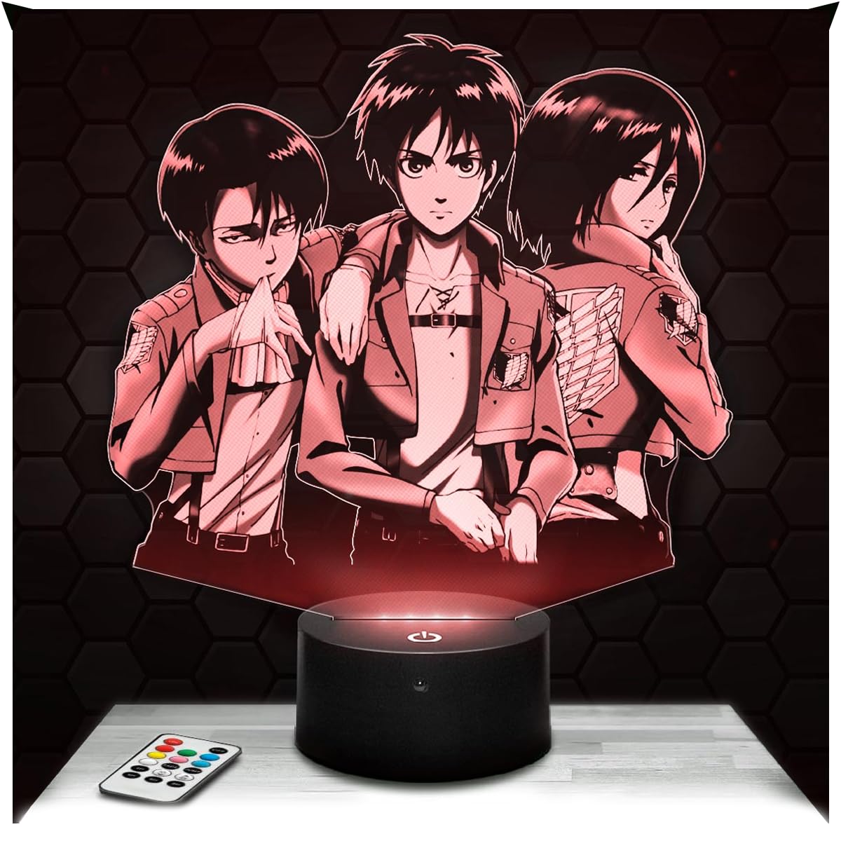 Lámpara de mesilla de noche,luz nocturna táctil Manga Livai Ackerman Eren Jäger lámpara LED ilusión 3D,idea de regalo para niños y niñas, Navidad,lámpara de mesilla de noche para niños o adultos. TOP