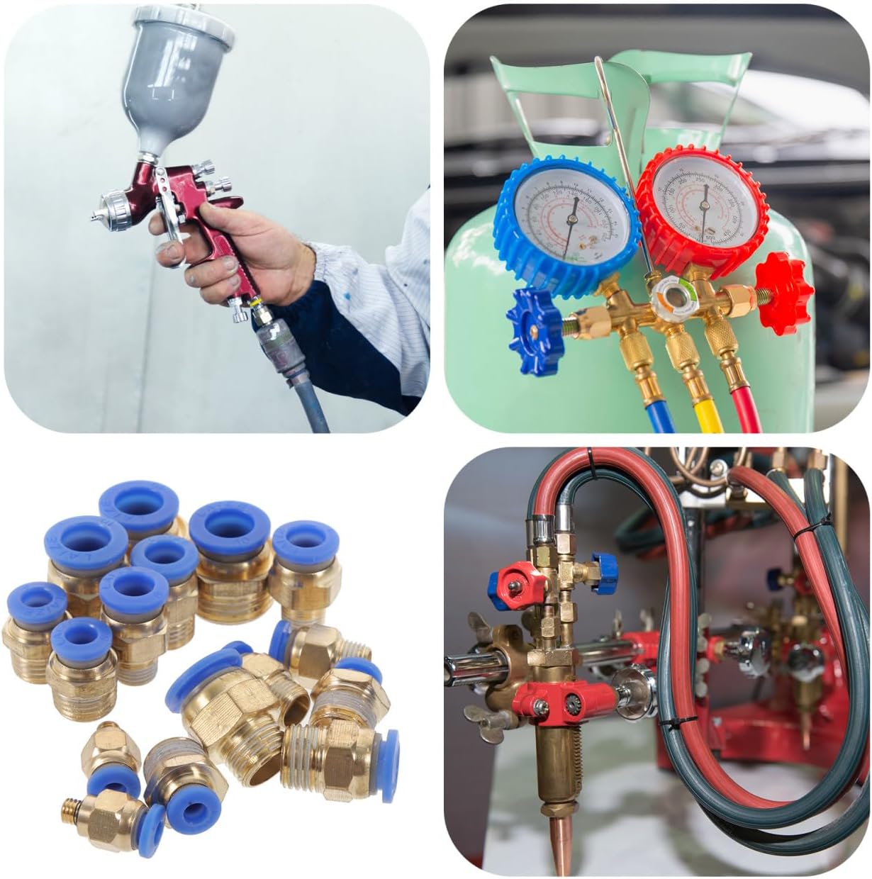16Pcs Pneumatic Quick Connect Coupler Set, Air Hose Adapter Assortment with Threaded Straight Fittings Pc4-M5 Pc4-02 Pc6-01 Pc6-02 -01-02 Pc10-02 Pc10-04, Supply