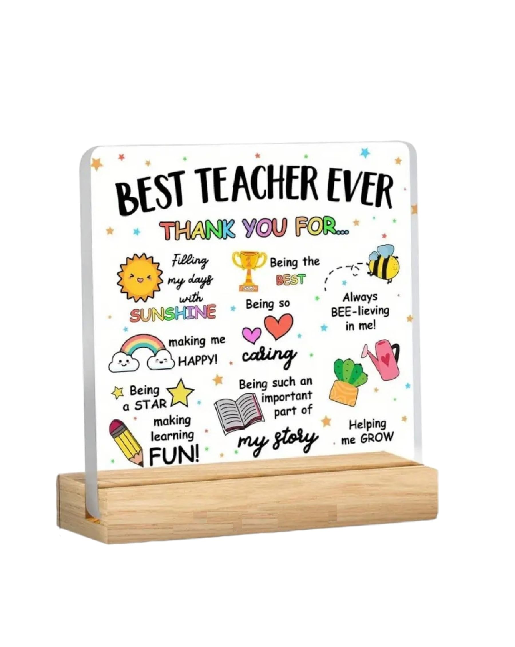Bs amor Best Teacher Ever Acrylic Desk Plaque Appreciation Gift with Inspirational Quotes Home & Office Decor for Educators, Thank You Present for Teacher's Day Classroom Decorations for Teachers 5x4 inch-image-34